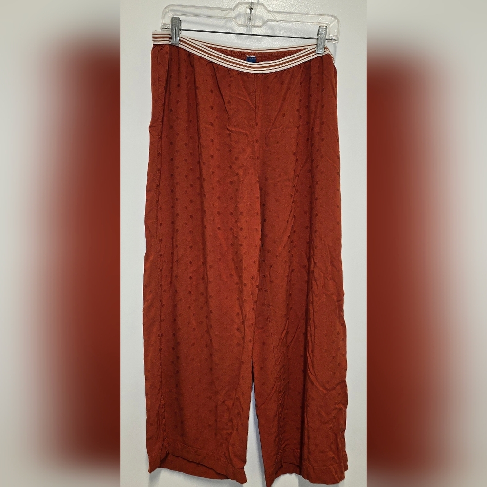 Old Navy Wide-Leg Rust Dot Textured Pants Womens Lounge Large